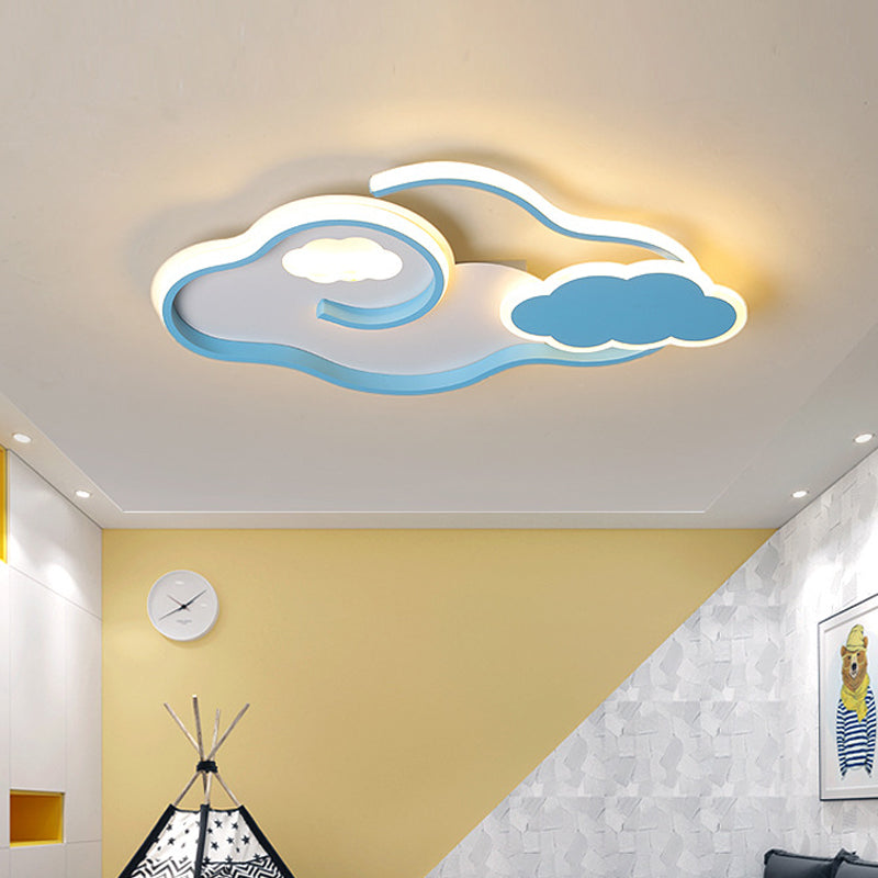 Blue Cloud Ceiling Mount Light Fixture Minimalist Acrylic LED Flushmount for Bedroom Blue Clearhalo 'Ceiling Lights' 'Close To Ceiling Lights' 'Close to ceiling' 'Flush mount' Lighting' 753857