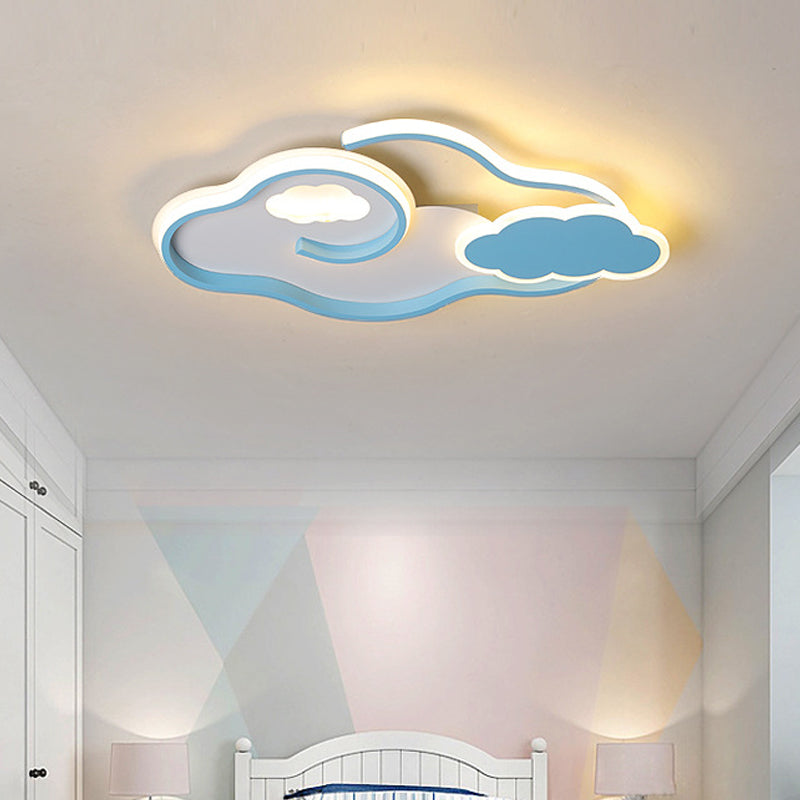 Blue Cloud Ceiling Mount Light Fixture Minimalist Acrylic LED Flushmount for Bedroom Clearhalo 'Ceiling Lights' 'Close To Ceiling Lights' 'Close to ceiling' 'Flush mount' Lighting' 753858