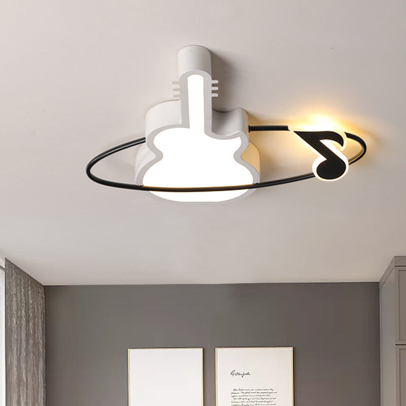 Acrylic Guitar Flushmount Lighting Contemporary White LED Ceiling Mounted Fixture with Musical Note for Bedroom in Warm/White Light Clearhalo 'Ceiling Lights' 'Close To Ceiling Lights' 'Close to ceiling' 'Flush mount' Lighting' 753870