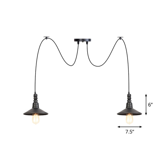 Iron Saucer LED Multi-Light Pendant Vintage 2/3/6 Lights Bar Swag Pendulum Lamp in Black Clearhalo 'Art Deco Pendants' 'Black' 'Cast Iron' 'Ceiling Lights' 'Ceramic' 'Crystal' 'Industrial Pendants' 'Industrial' 'Metal' 'Middle Century Pendants' 'Pendant Lights' 'Pendants' 'Rustic Pendants' 'Tiffany' Lighting' 753876