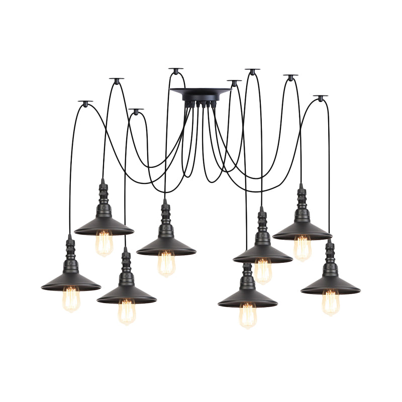 Iron Saucer LED Multi-Light Pendant Vintage 2/3/6 Lights Bar Swag Pendulum Lamp in Black Clearhalo 'Art Deco Pendants' 'Black' 'Cast Iron' 'Ceiling Lights' 'Ceramic' 'Crystal' 'Industrial Pendants' 'Industrial' 'Metal' 'Middle Century Pendants' 'Pendant Lights' 'Pendants' 'Rustic Pendants' 'Tiffany' Lighting' 753889