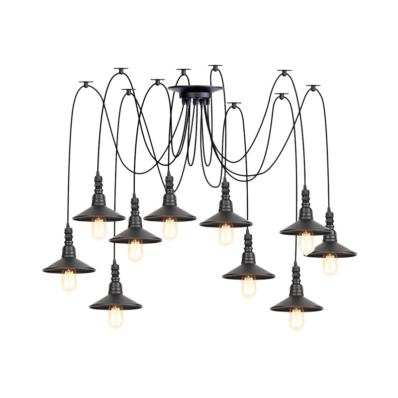 Iron Saucer LED Multi-Light Pendant Vintage 2/3/6 Lights Bar Swag Pendulum Lamp in Black Clearhalo 'Art Deco Pendants' 'Black' 'Cast Iron' 'Ceiling Lights' 'Ceramic' 'Crystal' 'Industrial Pendants' 'Industrial' 'Metal' 'Middle Century Pendants' 'Pendant Lights' 'Pendants' 'Rustic Pendants' 'Tiffany' Lighting' 753894