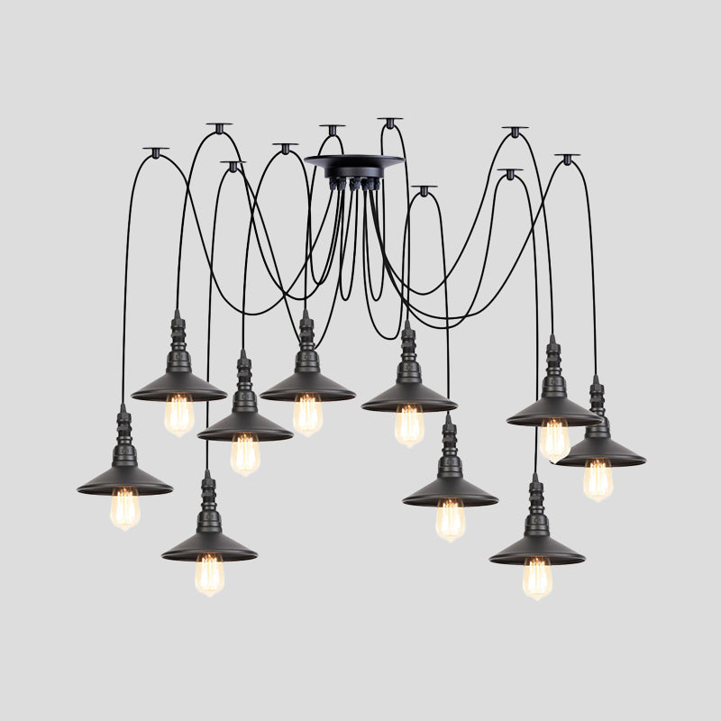 Iron Saucer LED Multi-Light Pendant Vintage 2/3/6 Lights Bar Swag Pendulum Lamp in Black Clearhalo 'Art Deco Pendants' 'Black' 'Cast Iron' 'Ceiling Lights' 'Ceramic' 'Crystal' 'Industrial Pendants' 'Industrial' 'Metal' 'Middle Century Pendants' 'Pendant Lights' 'Pendants' 'Rustic Pendants' 'Tiffany' Lighting' 753895