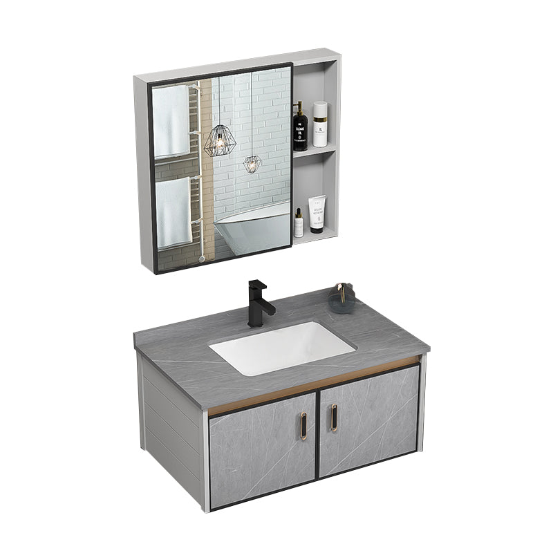 Single Bathroom Vanity Glam Gray Metal Frame Rectangular Wall Mount Vanity Set Vanity & Faucet & Mirror Cabinet https://res.litfad.com/site/img/item/2023/02/02/7539077/1200x1200.jpg Stone Clearhalo 'Bathroom Remodel & Bathroom Fixtures' 'Bathroom Vanities' 'bathroom_vanities' 'Home Improvement' 'home_improvement' 'home_improvement_bathroom_vanities' 7539063