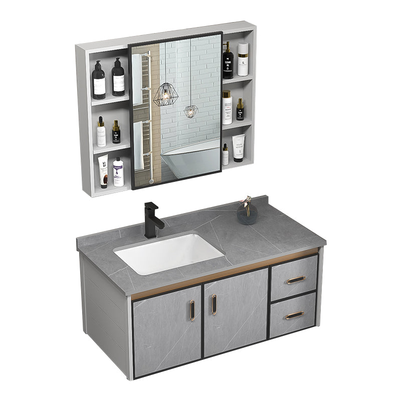 Single Bathroom Vanity Glam Gray Metal Frame Rectangular Wall Mount Vanity Set Vanity & Faucet & Mirror Cabinet https://res.litfad.com/site/img/item/2023/02/22/7539079/1200x1200.jpg Stone Clearhalo 'Bathroom Remodel & Bathroom Fixtures' 'Bathroom Vanities' 'bathroom_vanities' 'Home Improvement' 'home_improvement' 'home_improvement_bathroom_vanities' 7539068