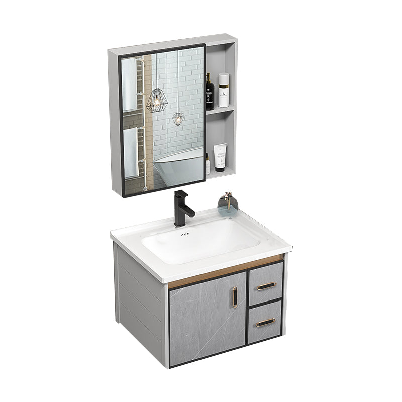 Single Bathroom Vanity Glam Gray Metal Frame Rectangular Wall Mount Vanity Set Vanity & Faucet & Mirror Cabinet https://res.litfad.com/site/img/item/2023/02/29/7539071/1200x1200.jpg Ceramic Clearhalo 'Bathroom Remodel & Bathroom Fixtures' 'Bathroom Vanities' 'bathroom_vanities' 'Home Improvement' 'home_improvement' 'home_improvement_bathroom_vanities' 7539071