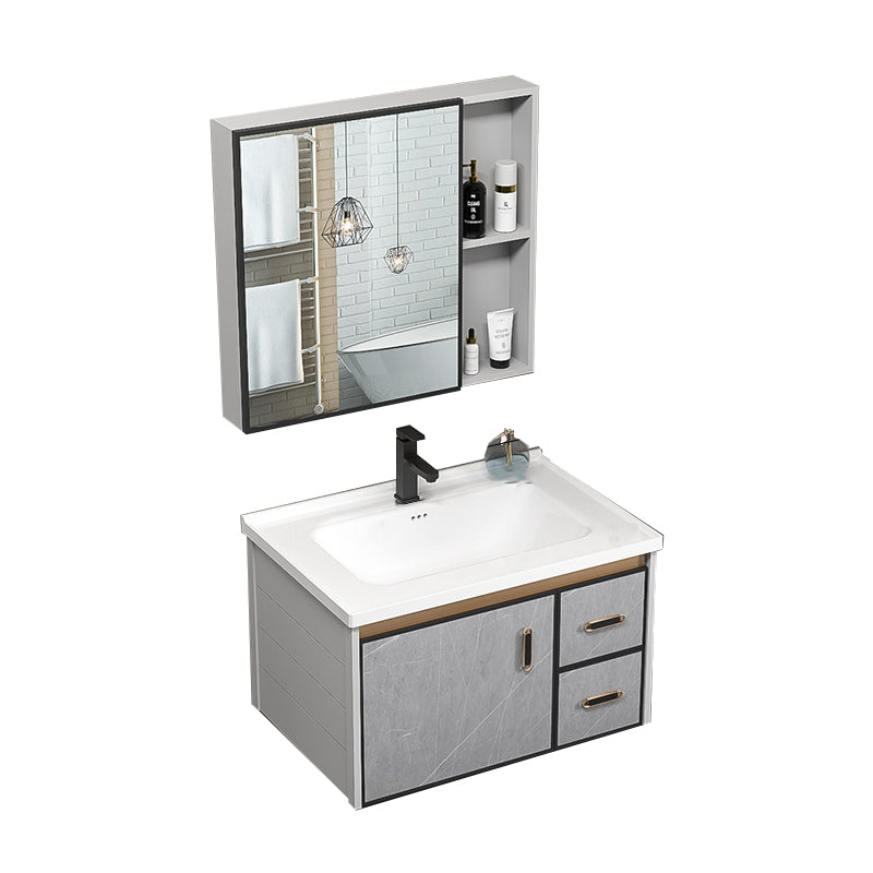 Single Bathroom Vanity Glam Gray Metal Frame Rectangular Wall Mount Vanity Set Vanity & Faucet & Mirror Cabinet https://res.litfad.com/site/img/item/2023/02/13/7539075/1200x1200.jpg Ceramic Clearhalo 'Bathroom Remodel & Bathroom Fixtures' 'Bathroom Vanities' 'bathroom_vanities' 'Home Improvement' 'home_improvement' 'home_improvement_bathroom_vanities' 7539075