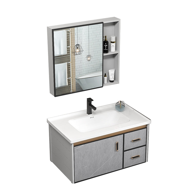 Single Bathroom Vanity Glam Gray Metal Frame Rectangular Wall Mount Vanity Set Vanity & Faucet & Mirror Cabinet https://res.litfad.com/site/img/item/2023/02/12/7539078/1200x1200.jpg Ceramic Clearhalo 'Bathroom Remodel & Bathroom Fixtures' 'Bathroom Vanities' 'bathroom_vanities' 'Home Improvement' 'home_improvement' 'home_improvement_bathroom_vanities' 7539078