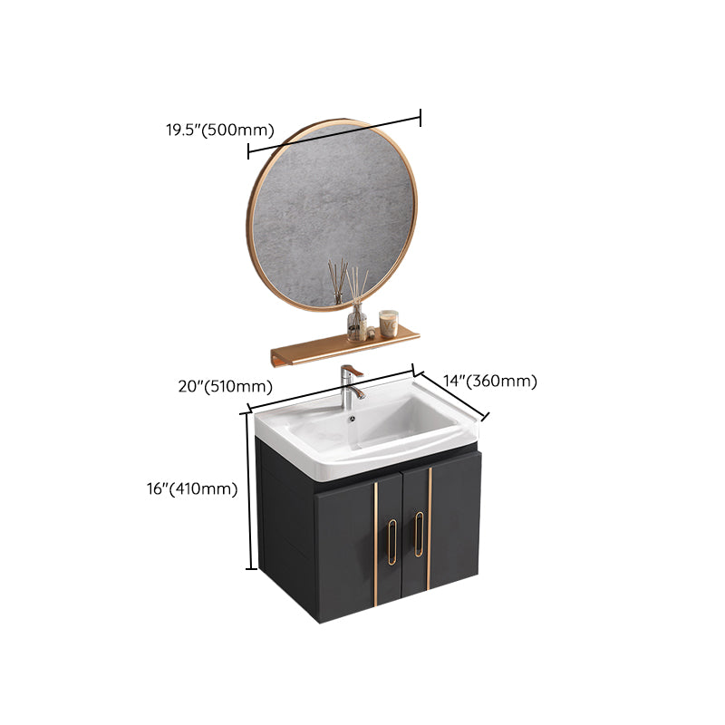 Rectangular Bathroom Vanity Modern Black Metal Frame Single Vanity Set Clearhalo 'Bathroom Remodel & Bathroom Fixtures' 'Bathroom Vanities' 'bathroom_vanities' 'Home Improvement' 'home_improvement' 'home_improvement_bathroom_vanities' 7539118