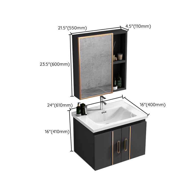 Rectangular Bathroom Vanity Modern Black Metal Frame Single Vanity Set Clearhalo 'Bathroom Remodel & Bathroom Fixtures' 'Bathroom Vanities' 'bathroom_vanities' 'Home Improvement' 'home_improvement' 'home_improvement_bathroom_vanities' 7539125