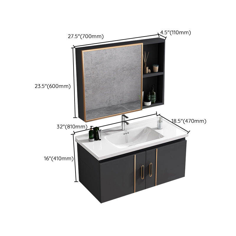 Rectangular Bathroom Vanity Modern Black Metal Frame Single Vanity Set Clearhalo 'Bathroom Remodel & Bathroom Fixtures' 'Bathroom Vanities' 'bathroom_vanities' 'Home Improvement' 'home_improvement' 'home_improvement_bathroom_vanities' 7539129