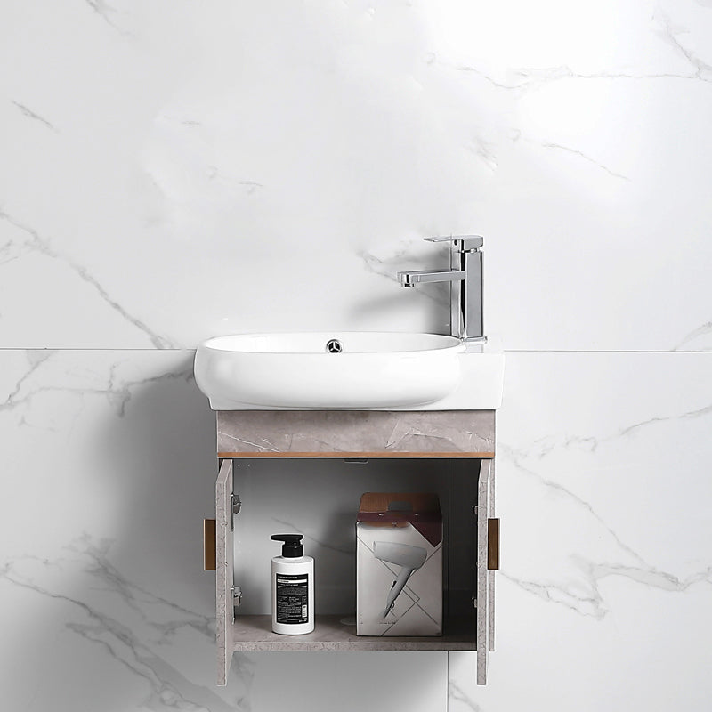 Rectangular Glam Sink Vanity Ceramic Single Wall Mount Vanity Set Clearhalo 'Bathroom Remodel & Bathroom Fixtures' 'Bathroom Vanities' 'bathroom_vanities' 'Home Improvement' 'home_improvement' 'home_improvement_bathroom_vanities' 7539141
