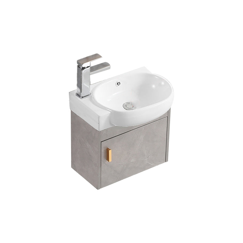 Rectangular Glam Sink Vanity Ceramic Single Wall Mount Vanity Set Vanity & Faucet 17"L x 11"W x 15"H Left Clearhalo 'Bathroom Remodel & Bathroom Fixtures' 'Bathroom Vanities' 'bathroom_vanities' 'Home Improvement' 'home_improvement' 'home_improvement_bathroom_vanities' 7539143