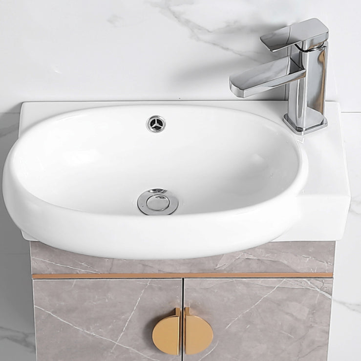 Rectangular Glam Sink Vanity Ceramic Single Wall Mount Vanity Set Clearhalo 'Bathroom Remodel & Bathroom Fixtures' 'Bathroom Vanities' 'bathroom_vanities' 'Home Improvement' 'home_improvement' 'home_improvement_bathroom_vanities' 7539149