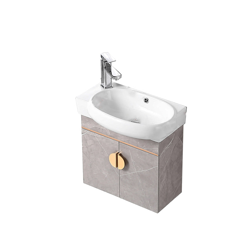 Rectangular Glam Sink Vanity Ceramic Single Wall Mount Vanity Set Vanity & Faucet 20"L x 12"W x 20"H Left Clearhalo 'Bathroom Remodel & Bathroom Fixtures' 'Bathroom Vanities' 'bathroom_vanities' 'Home Improvement' 'home_improvement' 'home_improvement_bathroom_vanities' 7539151