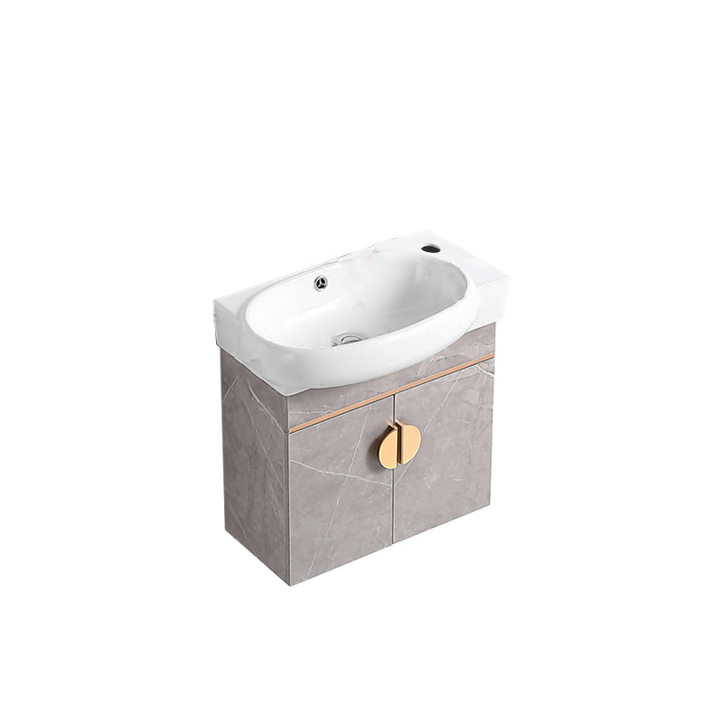 Rectangular Glam Sink Vanity Ceramic Single Wall Mount Vanity Set Bathroom Vanity 20"L x 12"W x 20"H Right Clearhalo 'Bathroom Remodel & Bathroom Fixtures' 'Bathroom Vanities' 'bathroom_vanities' 'Home Improvement' 'home_improvement' 'home_improvement_bathroom_vanities' 7539161