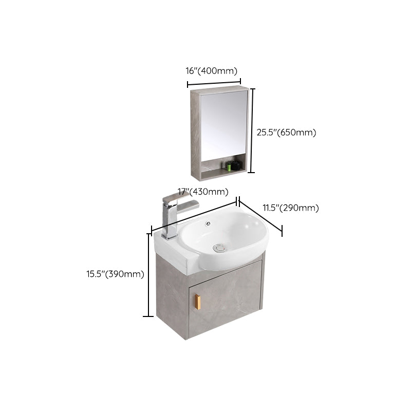 Rectangular Glam Sink Vanity Ceramic Single Wall Mount Vanity Set Clearhalo 'Bathroom Remodel & Bathroom Fixtures' 'Bathroom Vanities' 'bathroom_vanities' 'Home Improvement' 'home_improvement' 'home_improvement_bathroom_vanities' 7539179