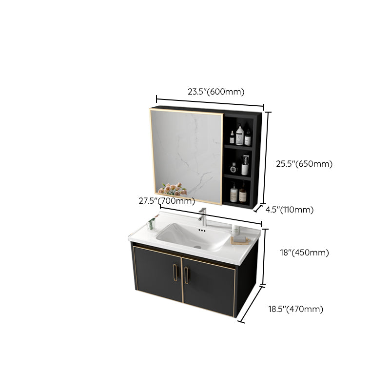 Glam Single Sink Vanity Metal Frame Rectangular Wall Mount Bath Vanity Clearhalo 'Bathroom Remodel & Bathroom Fixtures' 'Bathroom Vanities' 'bathroom_vanities' 'Home Improvement' 'home_improvement' 'home_improvement_bathroom_vanities' 7539208