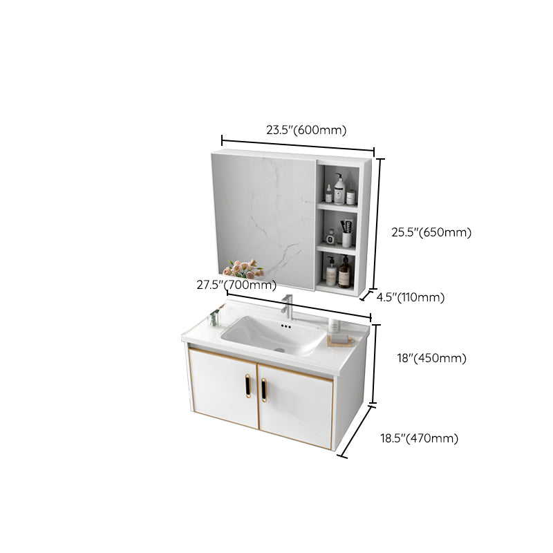 Glam Single Sink Vanity Metal Frame Rectangular Wall Mount Bath Vanity Clearhalo 'Bathroom Remodel & Bathroom Fixtures' 'Bathroom Vanities' 'bathroom_vanities' 'Home Improvement' 'home_improvement' 'home_improvement_bathroom_vanities' 7539209