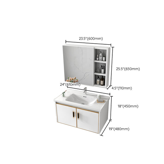 Glam Single Sink Vanity Metal Frame Rectangular Wall Mount Bath Vanity Clearhalo 'Bathroom Remodel & Bathroom Fixtures' 'Bathroom Vanities' 'bathroom_vanities' 'Home Improvement' 'home_improvement' 'home_improvement_bathroom_vanities' 7539215