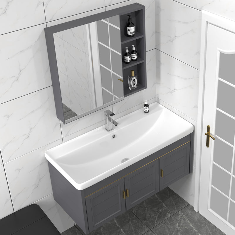 Rectangular Glam Bathroom Vanity Ceramic Top Single-Sink Wall Mount Vanity Set Clearhalo 'Bathroom Remodel & Bathroom Fixtures' 'Bathroom Vanities' 'bathroom_vanities' 'Home Improvement' 'home_improvement' 'home_improvement_bathroom_vanities' 7539227