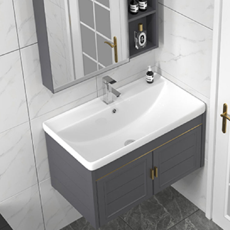 Rectangular Glam Bathroom Vanity Ceramic Top Single-Sink Wall Mount Vanity Set Clearhalo 'Bathroom Remodel & Bathroom Fixtures' 'Bathroom Vanities' 'bathroom_vanities' 'Home Improvement' 'home_improvement' 'home_improvement_bathroom_vanities' 7539231