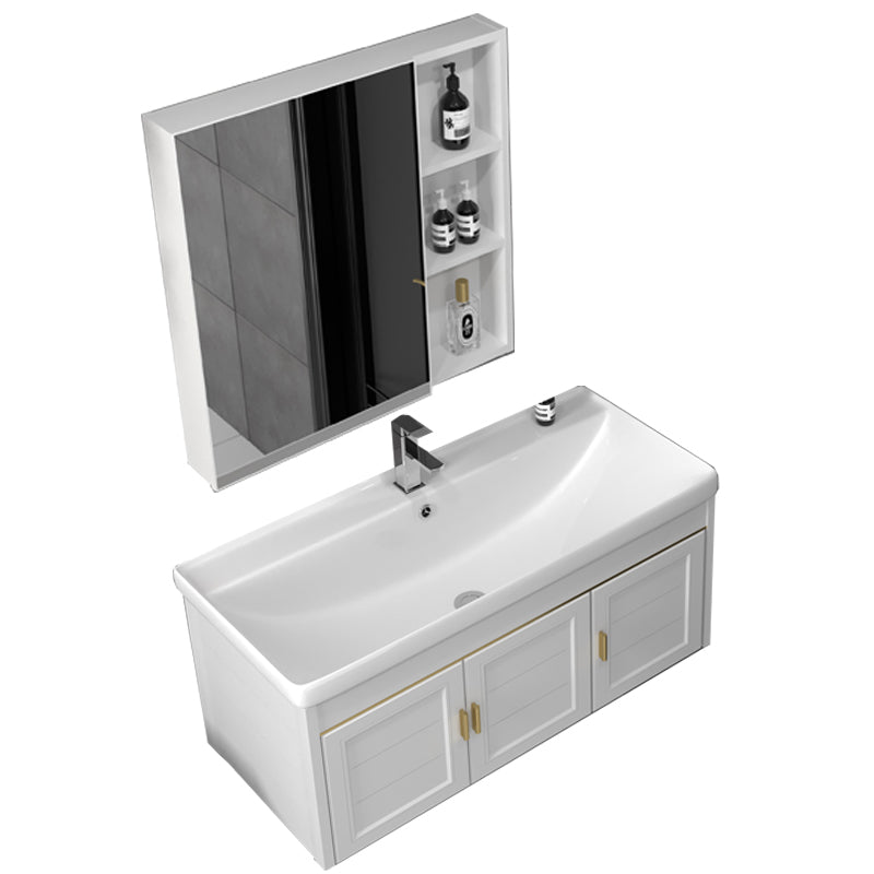 Rectangular Glam Bathroom Vanity Ceramic Top Single-Sink Wall Mount Vanity Set Clearhalo 'Bathroom Remodel & Bathroom Fixtures' 'Bathroom Vanities' 'bathroom_vanities' 'Home Improvement' 'home_improvement' 'home_improvement_bathroom_vanities' 7539232