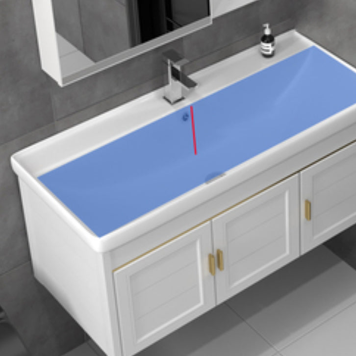 Rectangular Glam Bathroom Vanity Ceramic Top Single-Sink Wall Mount Vanity Set Clearhalo 'Bathroom Remodel & Bathroom Fixtures' 'Bathroom Vanities' 'bathroom_vanities' 'Home Improvement' 'home_improvement' 'home_improvement_bathroom_vanities' 7539234