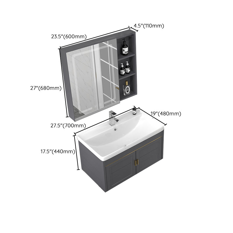 Rectangular Glam Bathroom Vanity Ceramic Top Single-Sink Wall Mount Vanity Set Clearhalo 'Bathroom Remodel & Bathroom Fixtures' 'Bathroom Vanities' 'bathroom_vanities' 'Home Improvement' 'home_improvement' 'home_improvement_bathroom_vanities' 7539257