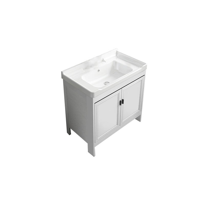 Freestanding Bathroom Vanity Modern White Ceramic Top Single Vanity Set Bathroom Vanity Clearhalo 'Bathroom Remodel & Bathroom Fixtures' 'Bathroom Vanities' 'bathroom_vanities' 'Home Improvement' 'home_improvement' 'home_improvement_bathroom_vanities' 7539284