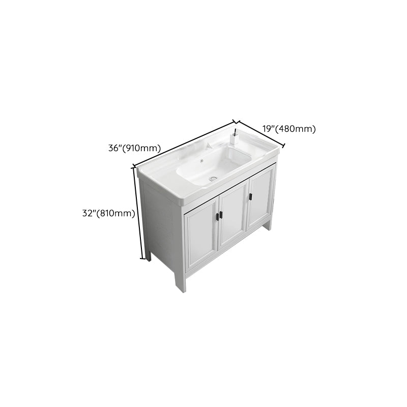 Freestanding Bathroom Vanity Modern White Ceramic Top Single Vanity Set Clearhalo 'Bathroom Remodel & Bathroom Fixtures' 'Bathroom Vanities' 'bathroom_vanities' 'Home Improvement' 'home_improvement' 'home_improvement_bathroom_vanities' 7539287