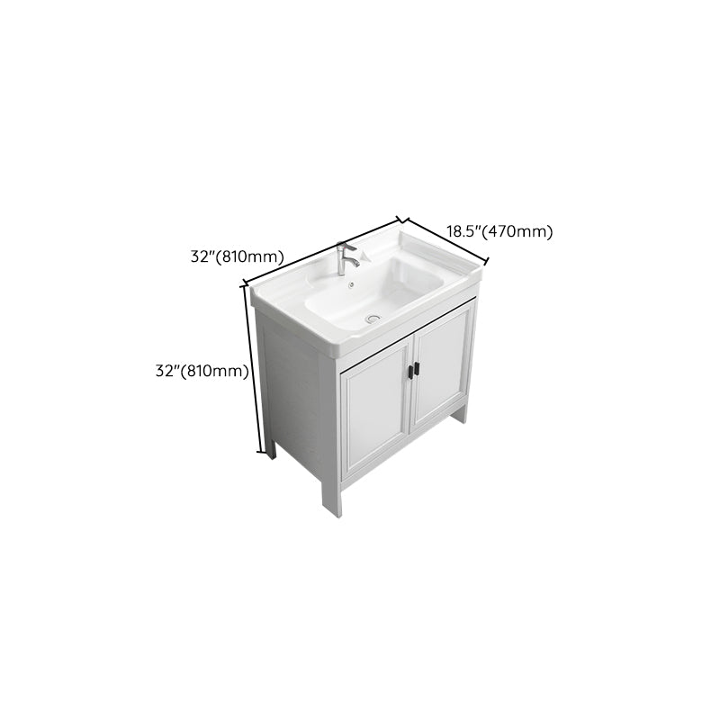 Freestanding Bathroom Vanity Modern White Ceramic Top Single Vanity Set Clearhalo 'Bathroom Remodel & Bathroom Fixtures' 'Bathroom Vanities' 'bathroom_vanities' 'Home Improvement' 'home_improvement' 'home_improvement_bathroom_vanities' 7539295