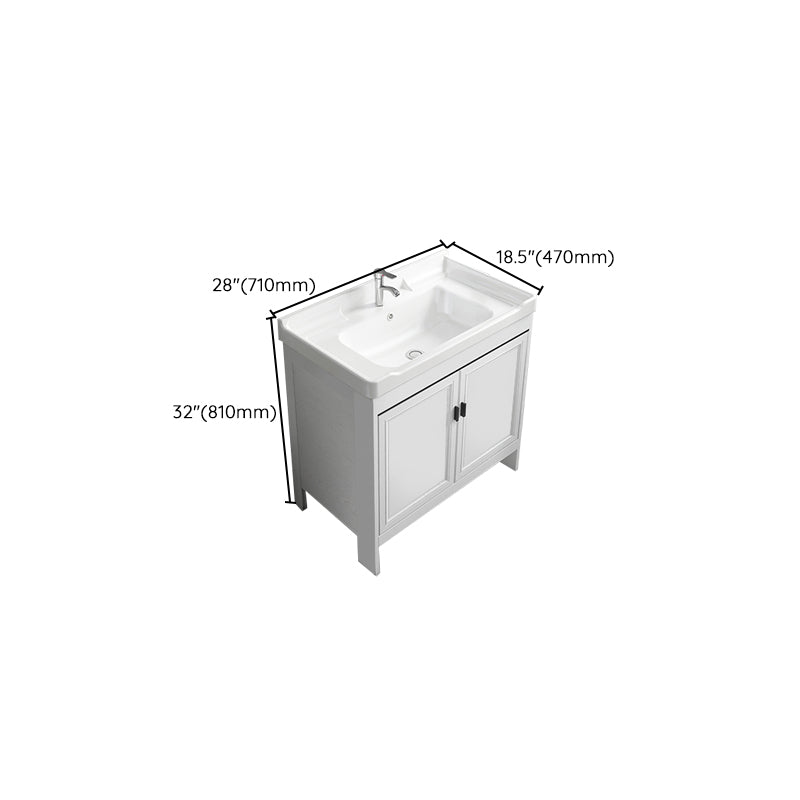 Freestanding Bathroom Vanity Modern White Ceramic Top Single Vanity Set Clearhalo 'Bathroom Remodel & Bathroom Fixtures' 'Bathroom Vanities' 'bathroom_vanities' 'Home Improvement' 'home_improvement' 'home_improvement_bathroom_vanities' 7539296