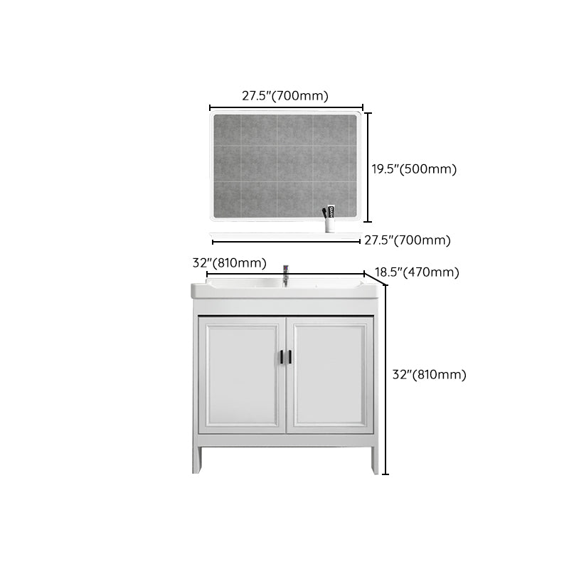 Freestanding Bathroom Vanity Modern White Ceramic Top Single Vanity Set Clearhalo 'Bathroom Remodel & Bathroom Fixtures' 'Bathroom Vanities' 'bathroom_vanities' 'Home Improvement' 'home_improvement' 'home_improvement_bathroom_vanities' 7539298