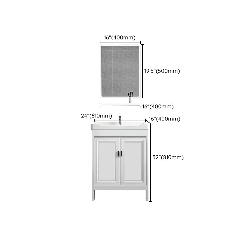 Freestanding Bathroom Vanity Modern White Ceramic Top Single Vanity Set Clearhalo 'Bathroom Remodel & Bathroom Fixtures' 'Bathroom Vanities' 'bathroom_vanities' 'Home Improvement' 'home_improvement' 'home_improvement_bathroom_vanities' 7539300