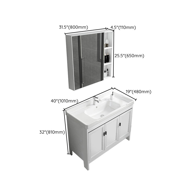 Freestanding Bathroom Vanity Modern White Ceramic Top Single Vanity Set Clearhalo 'Bathroom Remodel & Bathroom Fixtures' 'Bathroom Vanities' 'bathroom_vanities' 'Home Improvement' 'home_improvement' 'home_improvement_bathroom_vanities' 7539301