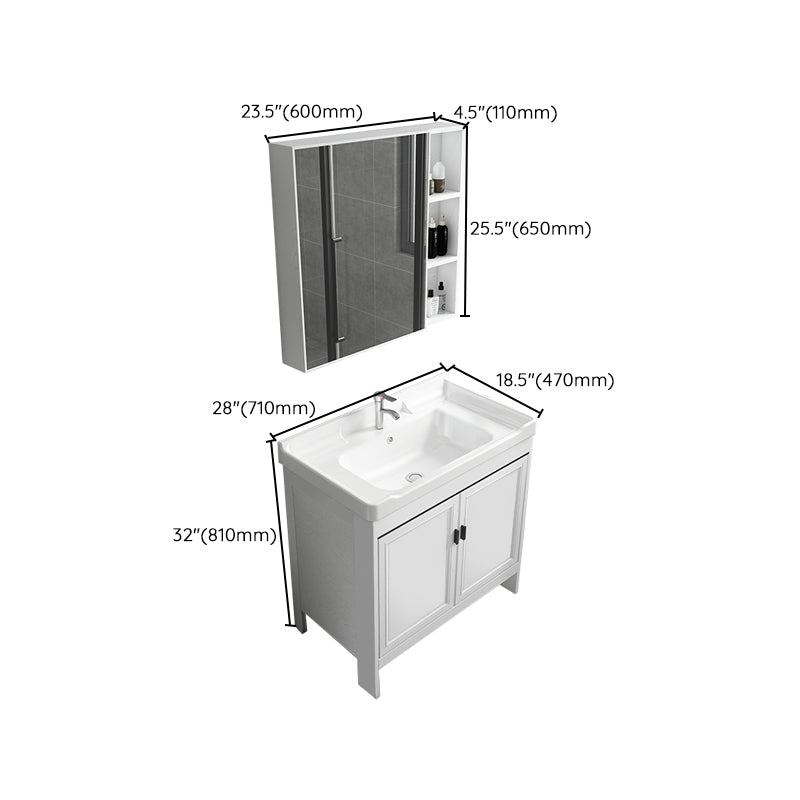 Freestanding Bathroom Vanity Modern White Ceramic Top Single Vanity Set Clearhalo 'Bathroom Remodel & Bathroom Fixtures' 'Bathroom Vanities' 'bathroom_vanities' 'Home Improvement' 'home_improvement' 'home_improvement_bathroom_vanities' 7539304