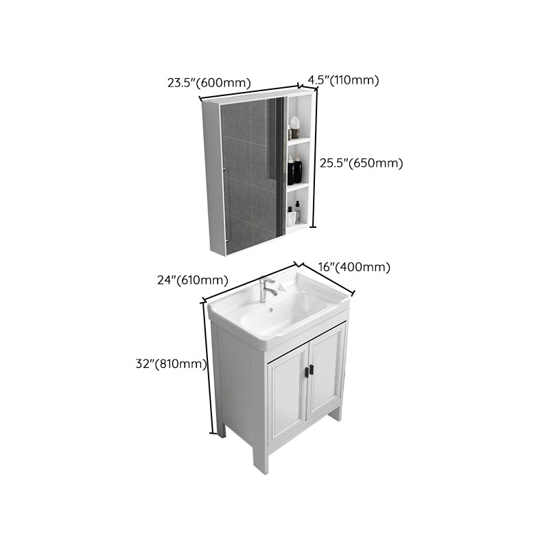 Freestanding Bathroom Vanity Modern White Ceramic Top Single Vanity Set Clearhalo 'Bathroom Remodel & Bathroom Fixtures' 'Bathroom Vanities' 'bathroom_vanities' 'Home Improvement' 'home_improvement' 'home_improvement_bathroom_vanities' 7539305