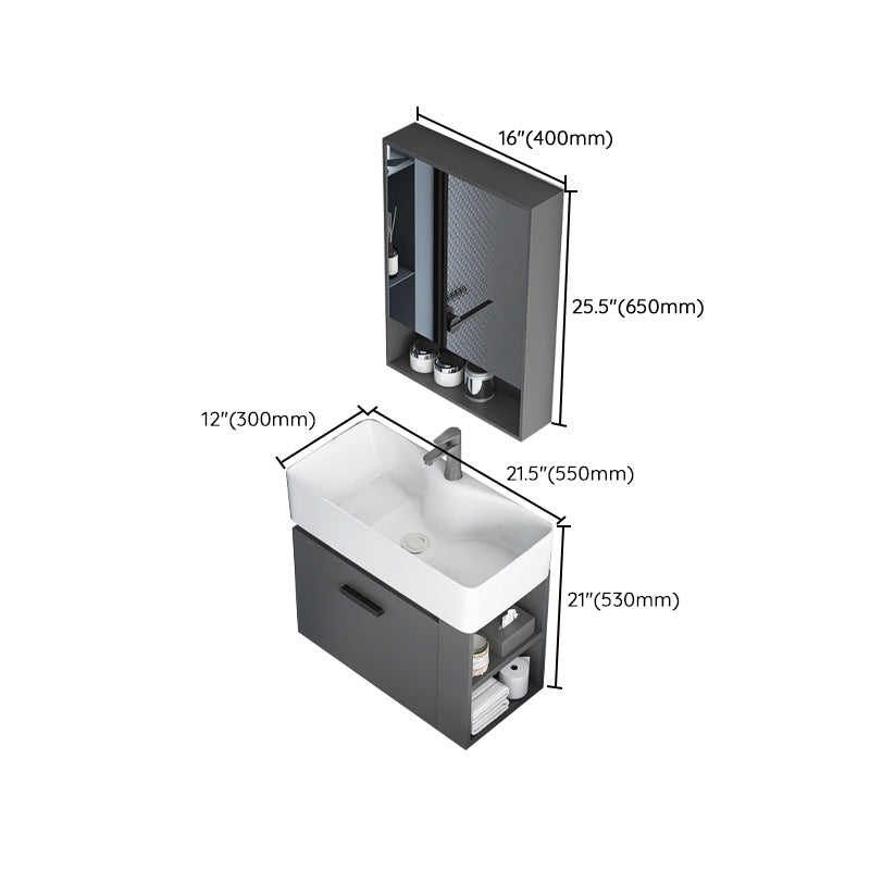 Single Sink Bathroom Vanity Modern White Ceramic Rectangular Vanity Set Clearhalo 'Bathroom Remodel & Bathroom Fixtures' 'Bathroom Vanities' 'bathroom_vanities' 'Home Improvement' 'home_improvement' 'home_improvement_bathroom_vanities' 7539356