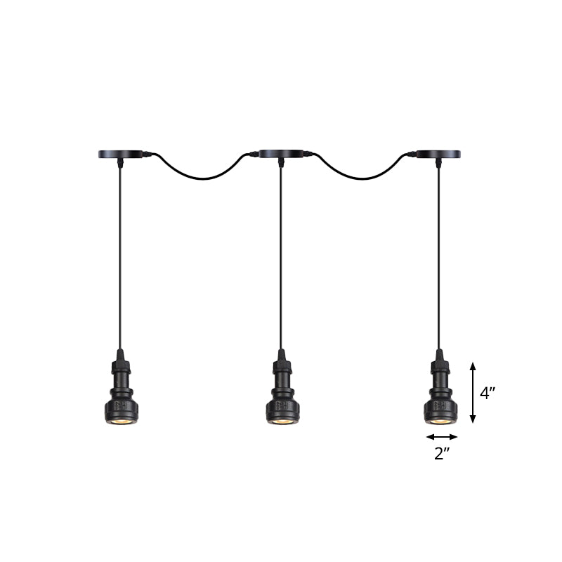 Water Pipe Iron Multi Ceiling Light Rustic 3/5/7 Heads Coffee Shop LED Tandem Pendulum Lamp in Black Clearhalo 'Art Deco Pendants' 'Black' 'Cast Iron' 'Ceiling Lights' 'Ceramic' 'Crystal' 'Industrial Pendants' 'Industrial' 'Metal' 'Middle Century Pendants' 'Pendant Lights' 'Pendants' 'Rustic Pendants' 'Tiffany' Lighting' 754014