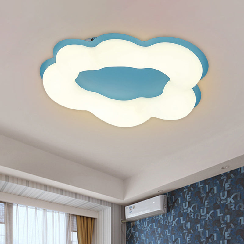 LED Bedroom Flushmount Light Nordic Style Pink/Blue Finish Ceiling Fixture with Cloud Acrylic Shade Blue Clearhalo 'Ceiling Lights' 'Close To Ceiling Lights' 'Close to ceiling' 'Flush mount' Lighting' 754209