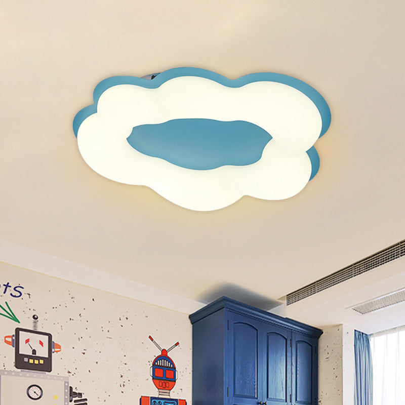 LED Bedroom Flushmount Light Nordic Style Pink/Blue Finish Ceiling Fixture with Cloud Acrylic Shade Clearhalo 'Ceiling Lights' 'Close To Ceiling Lights' 'Close to ceiling' 'Flush mount' Lighting' 754210