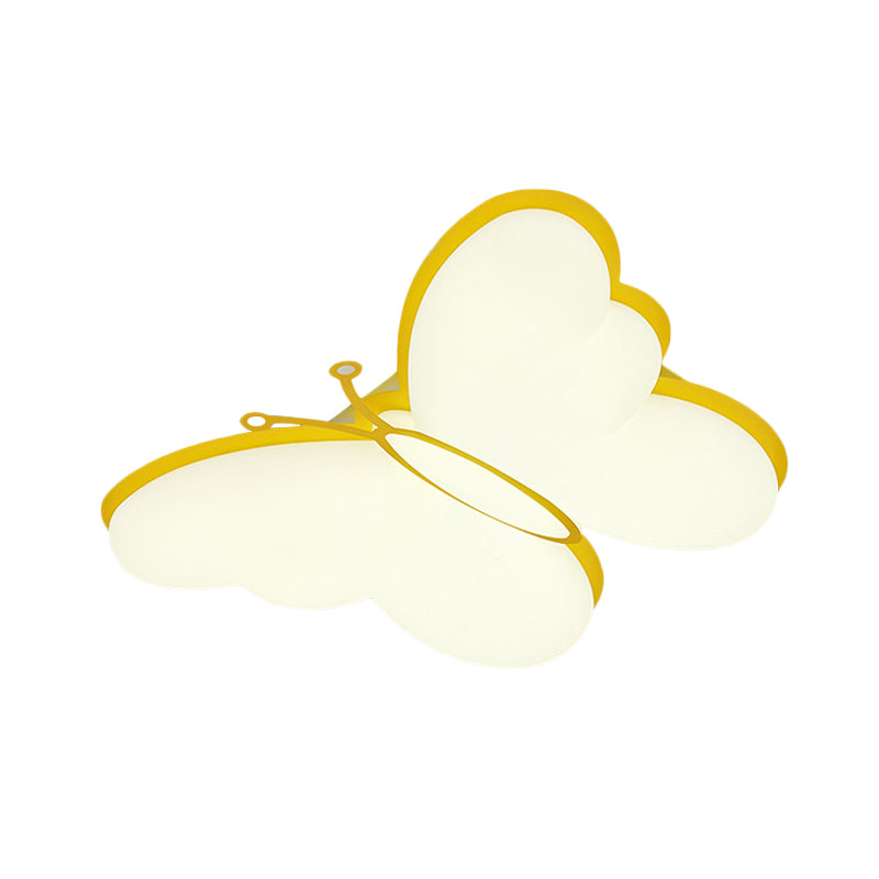 Butterfly Acrylic Flush Mount Light Fixture Contemporary LED Yellow/Pink/Blue Ceiling Lamp for Bedroom Clearhalo 'Ceiling Lights' 'Close To Ceiling Lights' 'Close to ceiling' 'Flush mount' Lighting' 754213