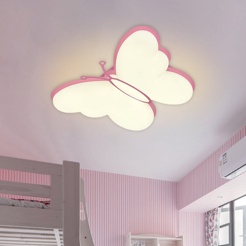 Butterfly Acrylic Flush Mount Light Fixture Contemporary LED Yellow/Pink/Blue Ceiling Lamp for Bedroom Clearhalo 'Ceiling Lights' 'Close To Ceiling Lights' 'Close to ceiling' 'Flush mount' Lighting' 754217