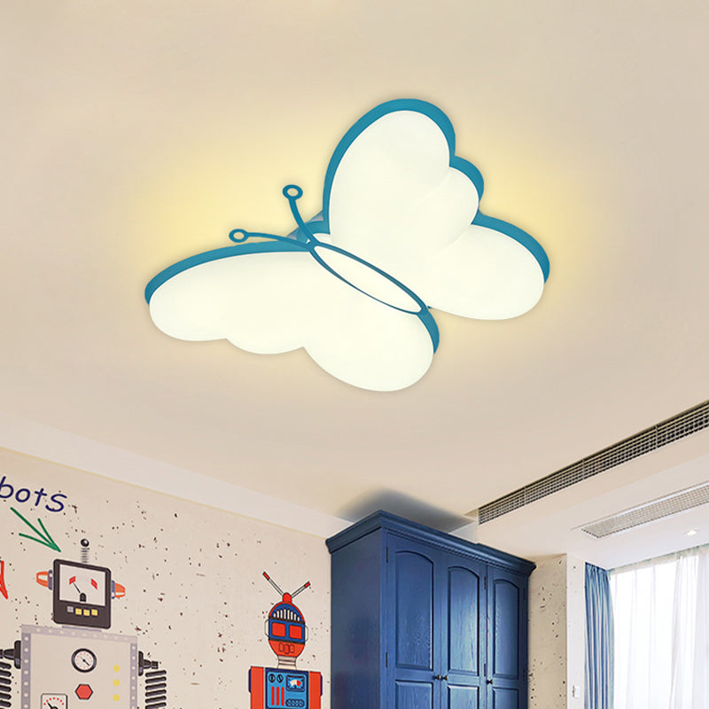 Butterfly Acrylic Flush Mount Light Fixture Contemporary LED Yellow/Pink/Blue Ceiling Lamp for Bedroom Clearhalo 'Ceiling Lights' 'Close To Ceiling Lights' 'Close to ceiling' 'Flush mount' Lighting' 754220