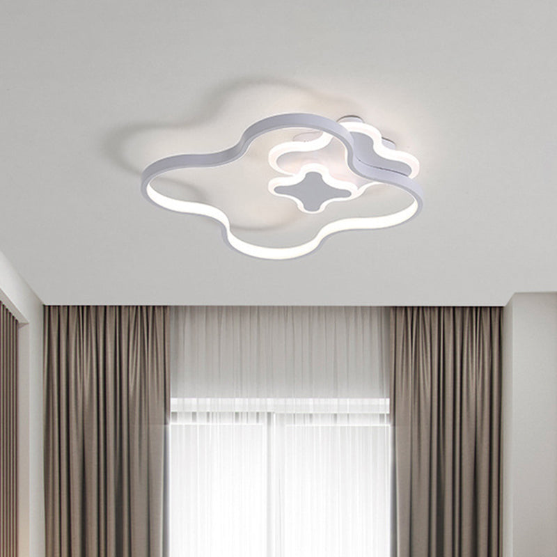 Acrylic Clover Flush Ceiling Light Cartoon Style LED White Finish Lighting Fixture in Warm/White Light White Clearhalo 'Ceiling Lights' 'Close To Ceiling Lights' 'Close to ceiling' 'Flush mount' Lighting' 754236