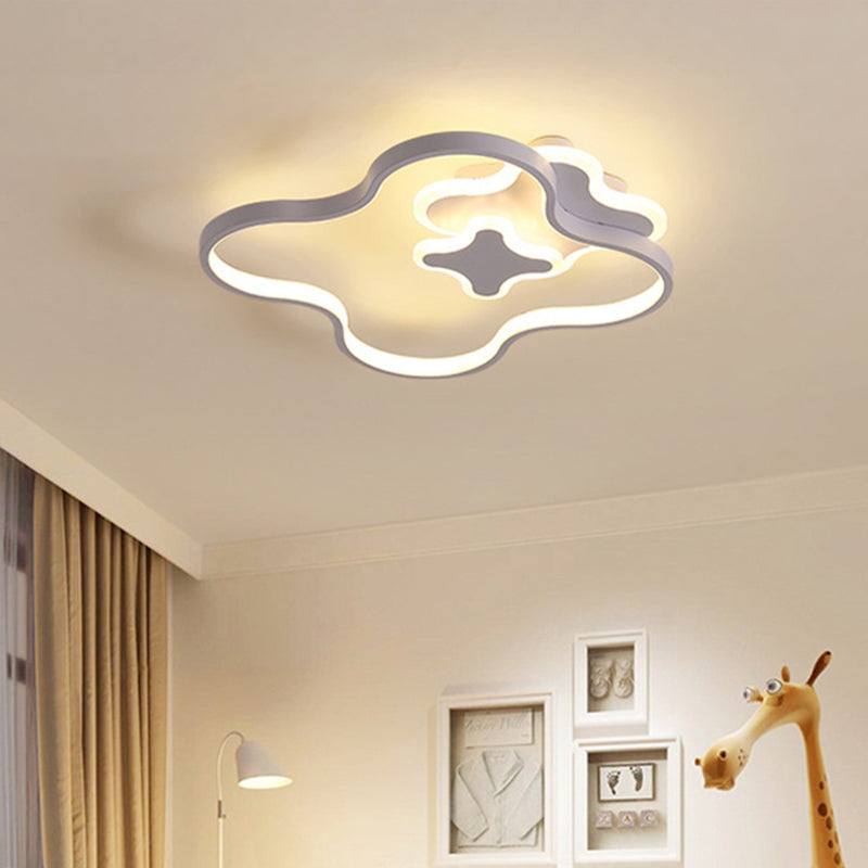 Acrylic Clover Flush Ceiling Light Cartoon Style LED White Finish Lighting Fixture in Warm/White Light Clearhalo 'Ceiling Lights' 'Close To Ceiling Lights' 'Close to ceiling' 'Flush mount' Lighting' 754237