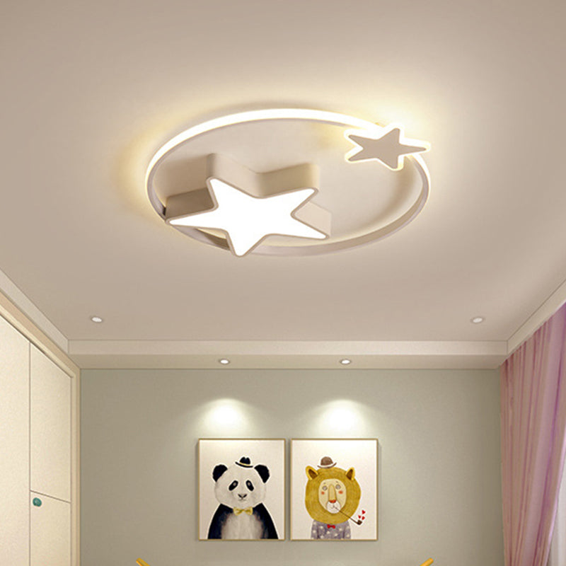 Acrylic Star Flush Mount Light Creative LED Ceiling Mounted Fixture in White/Pink for Bedroom Clearhalo 'Ceiling Lights' 'Close To Ceiling Lights' 'Close to ceiling' 'Flush mount' Lighting' 754245