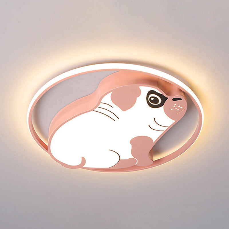 Minimalistic LED Ceiling Flush Pink/Blue Dog Shaped Flush Mount Lighting Fixture with Acrylic Shade in Warm/White Light Clearhalo 'Ceiling Lights' 'Close To Ceiling Lights' 'Close to ceiling' 'Flush mount' Lighting' 754259