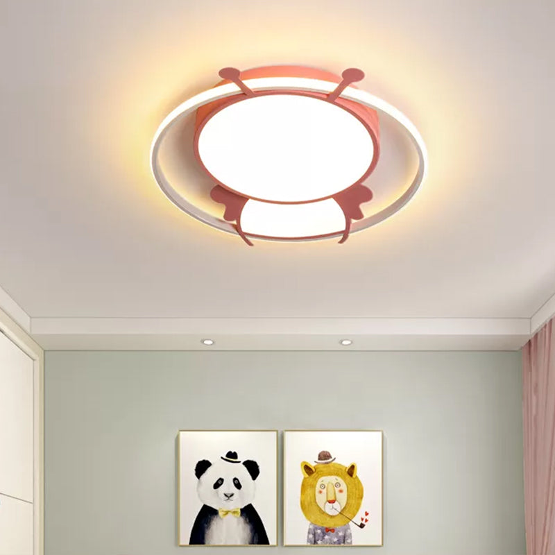 Contemporary Bee Acrylic Ceiling Lamp LED Flush Mount Spotlight in Pink/Blue for Bedroom Pink Clearhalo 'Ceiling Lights' 'Close To Ceiling Lights' 'Close to ceiling' 'Flush mount' Lighting' 754271